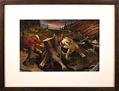 Image of Oil painting of two loggers sawing a stump by Kenneth Callahan, ca. 1950