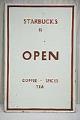Image of Original sidewalk sign from first Starbucks shop once located at 2000 Western Avenue in Seattle, 1971