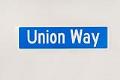 Image of Street sign for Union Way, temporarily posted on Pine Street during the World Trade Center (WTO) conference in Seattle, 1999