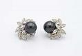 Image of Black pearl costume earrings, late 1960s