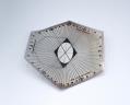 Image of Clear plastic hexagonal isometric protractor template, 1955