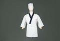 Image of Chef Shiro Kashiba's kimono cooking jacket, short chef's hat, and apron, ca. 2000s-2010s