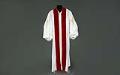Image of White and red church robe, worn by Reverend Dr. Samuel B. McKinney, ca. 1980s