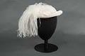 Image of Straw hat with large ostrich feather, designed by Ethel Young, ca. 1940s-1950s