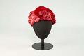 Image of Red velvet hat with feathers, sold at Best's Apparel, ca. 1950s-1960s