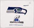 Image of Souvenir hand towel from the 2015 NFC Championship Game between the Seattle Seahawks and Green Bay Packers, Jan. 18, 2015