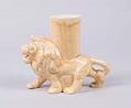 Image of Ceramic flower vase featuring a sculpted lion from the Golden Lion Restaurant, Seattle, ca. 1950s
