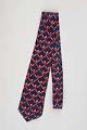 Image of Silk necktie with dark blue, pink, and red print, ca. 1950s-1990s