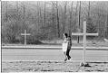 Image of Crosses along route of Muckleshoot memorial and protest march, February 27, 1991