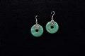 Image of Green aventurine and sterling silver bi-disc earrings from Boma Jewelry, ca. 1993