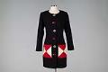 Image of Navy wool dress with red and white accents, 1991
