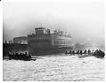 Image of University of Washington crew team rowing on Lake Washington, Kirkland, 1977
