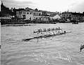 Image of Husky crew and Indigenous canoe race, La Conner, November 29, 1941