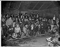 Image of Slahal game at the Swinomish smokehouse, January 22, 1946