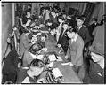 Image of Japanese Americans registering for exclusion, Seattle, 1942