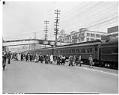 Image of Bainbridge Island incarcerees walking to train, March 30, 1942