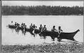 Image of Jack Adams' racing canoe, Portage Bay, Seattle, 1909