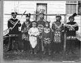Image of Chilkat people in dance costumes, Klukwan, Alaska, circa 1895