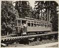 Image of Seattle trolley car on trestle, Woodland Park, circa 1910