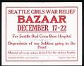 Image of Seattle Girls War Relief Bazaar sign, 1917