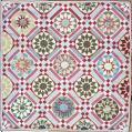 Image of Pieced quilt in sunflower pattern, ca. 1850