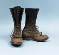 Image of Pair of brown leather logging boots, 1950