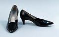 Image of Pair of patent leather pumps with stacked heel, 1962