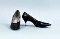 Image of Pair of plain black pumps, worn as part of Century 21 Seattle World's Fair Fashion Show, 1962