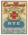 Image of Our House Rye Whiskey label, circa 1910