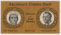 Image of Argonaut Coffee Shop business card, circa 1930