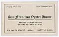 Image of San Francisco Oyster House business card, circa 1916