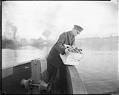 Image of Policeman disposing of firearms in Elliott Bay, circa 1922