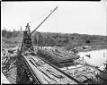 Image of Barge being built at Anderson Shipyard, Houghton, circa 1921