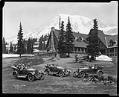 Image of Chalmers cars at the Paradise Inn, Mount Rainier National Park, circa 1918