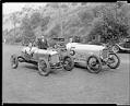 Image of Ken Schoenfeld and Mario Bianchi with racing cars, circa 1928