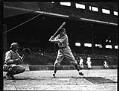 Image of Seattle Rainiers player Dick Gyselman at batting practice in Wrigley Field, Los Angeles, 1938