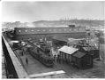 Image of King Street railroad yard, Seattle, circa 1883