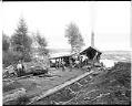 Image of Yarding logs with a steam donkey, circa 1910
