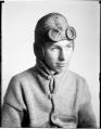 Image of Motorcyclist in helmet, probably in Seattle, circa 1913