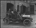 Image of Fire Chief's car outside Fire Station #10, Seattle, circa 1910