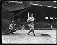 Image of Seattle Rainiers player Edo Vanni at batting practice in Wrigley Stadium, Los Angeles, circa 1938