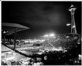 Image of Night view of closing ceremonies in Memorial Stadium, Seattle World's Fair, 1962