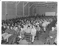 Image of German prisoners viewing atrocity newsreels at Fort Lawton, Seattle, 1945