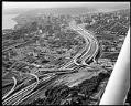 Image of Aerial of freeway construction, Seattle, 1967