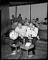 Image of Albert Rosellini and Ewen Dingwall inside Space Needle restaurant, Seattle, 1962