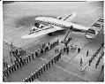 Image of Haile Selassie, Emperor of Ethiopia, arrives at airport, Seattle, June 11, 1954