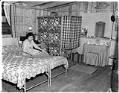 Image of Incarceree Yoshi Hosokawa in her Puyallup Assembly Center barracks living area, Puyallup, 1942