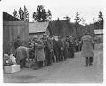 Image of Men outside barracks, Civilian Conservation Corps, Longmire, circa 1937