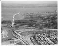 Image of Aerial of Evergreen Point Bridge under construction from west, Seattle, 1963
