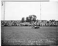 Image of Seattle Cossack member on motorcycle, Auburn, 1948